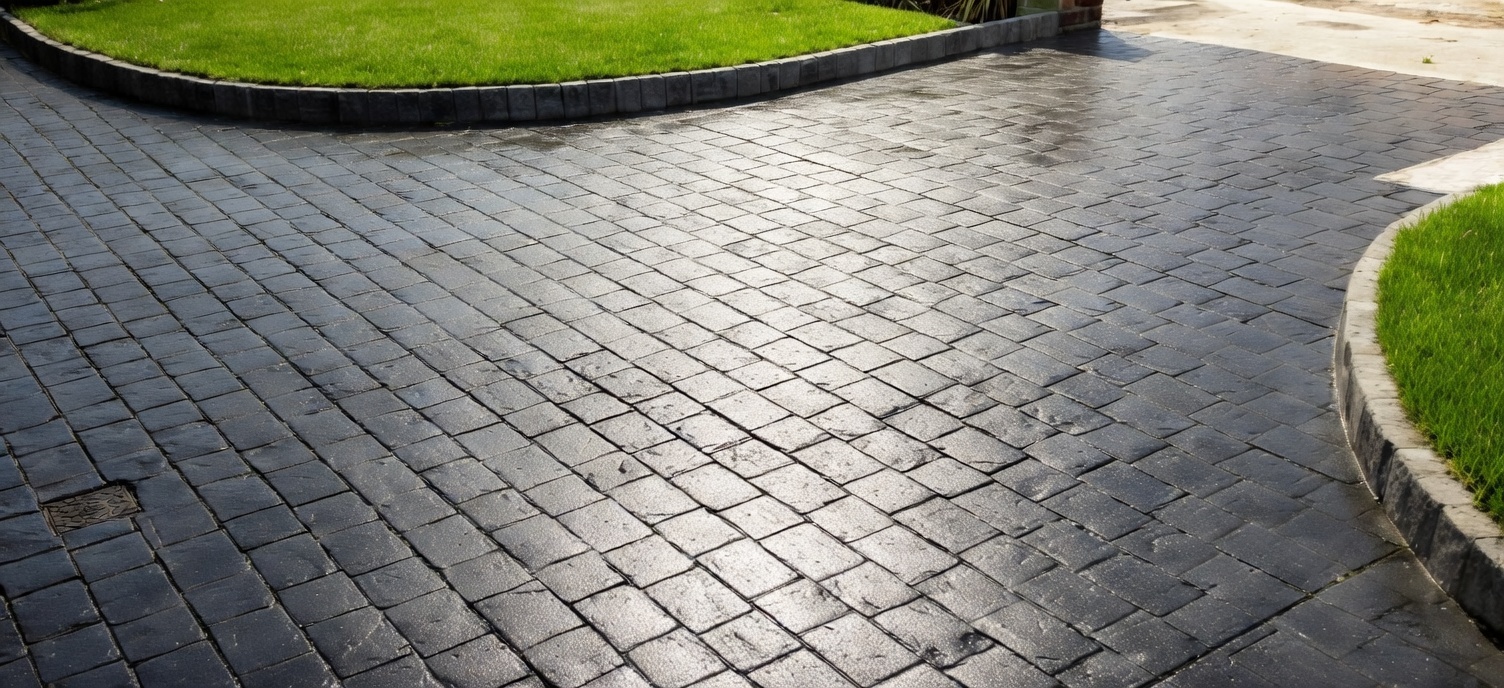 Edging and Bordering Patterned Concrete Driveway